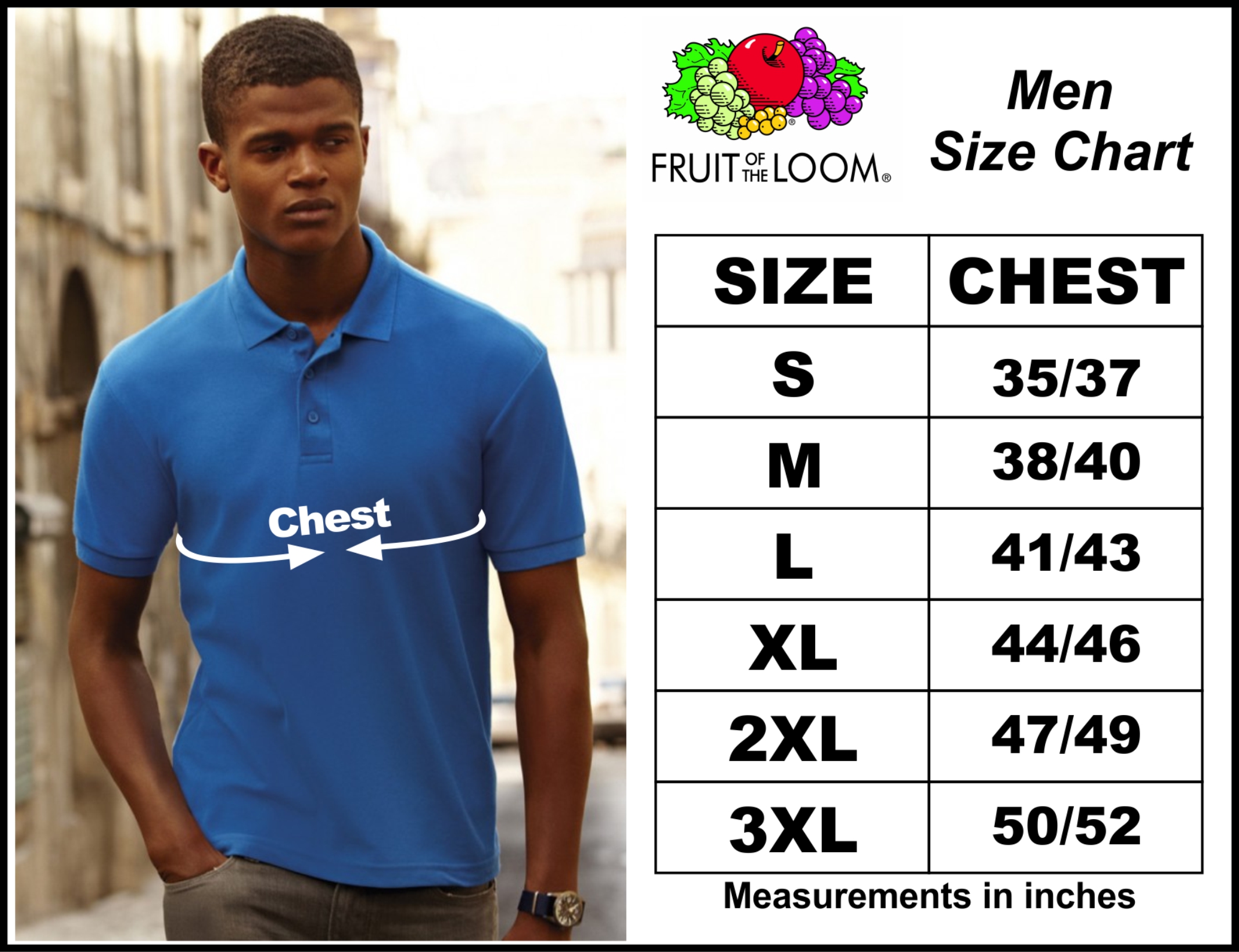 Fruit Of Loom Size Chart